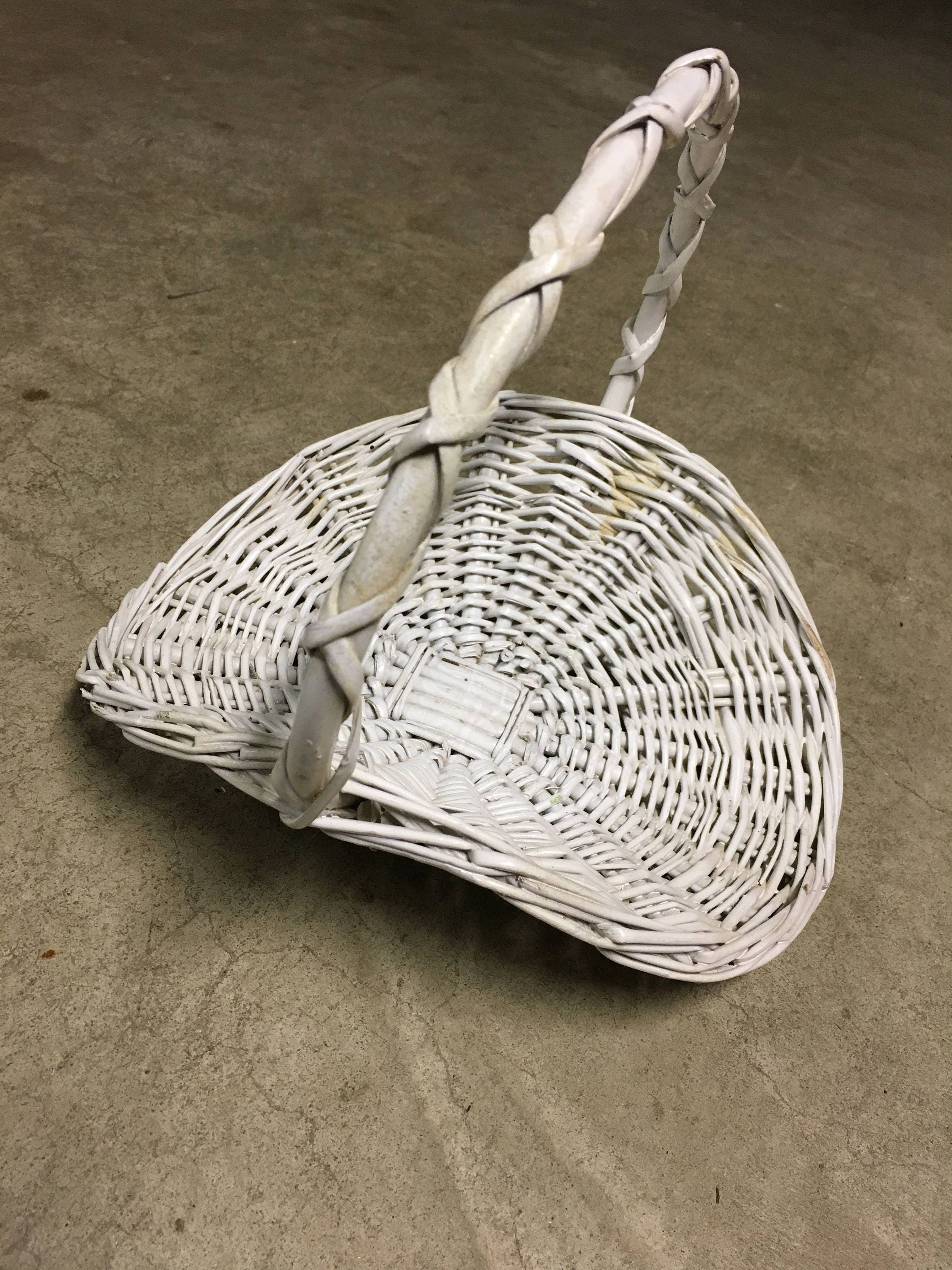 Wicker Basket White Wicker Flower Girl Basket Country