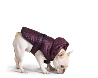 Quilted Nylon Puffer Jacket with Shearling Lining - Plum, Pet Apparel, Dog Jacket