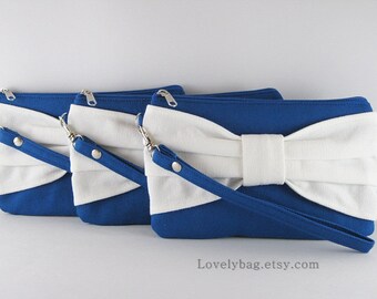SALE - Royal Blue with Ivory Clutch / Bridal Clutch / Bridesmaids Clutch / Wedding Clutch | 9.90 USD per piece.