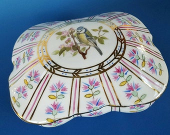 Antique Vintage German KPM Porcelain Jewelry Trinket Casket Dresser Box - French Sevres Style