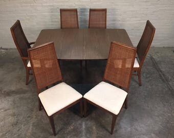 Mid-Century Modern Dining Table With 6-Chairs & 2-Extensions - SHIPPING NOT INCLUDED