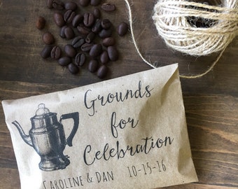 Coffee Favor Bags- Wedding Favors - Bridal Shower Coffee Favors- Coffee Bean Espresso Favors - Set of 25 printed paper bags