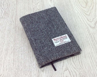 Harris tweed A5 grey herringbone cover notebook or diary standard or academic year