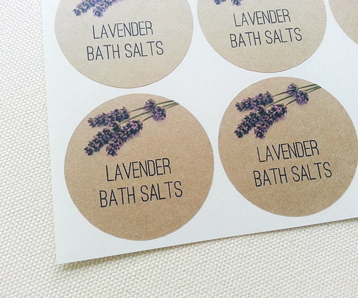 Lavender Bath Salts Labels Stickers. Bath & Body Product