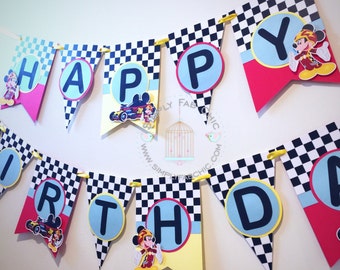 Mickey Roadster Racer Birthday Banner / mickey racing Banner / Mickey Mouse Party Banner