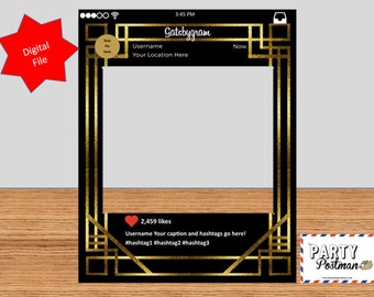 Custom 1920s Great Gatsby Style Frame Photo Booth Prop Instagram Prop (Digital File Only)