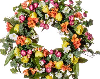 Tulip, Petunia & Ranunculus Wreath (SW921)