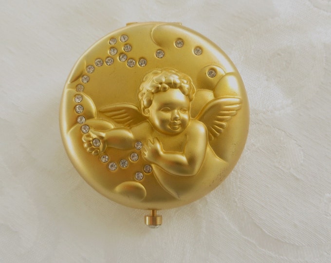 Estee Lauder Cherub Compact, April Angel Compact, Rhinestone Accents, Never Used