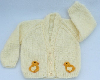Easter baby, Baby sweater, Hand knitted cream baby cardigan to fit a 0 to 3 months baby. Baby clothes, baby gift, baby shower. Easter gift