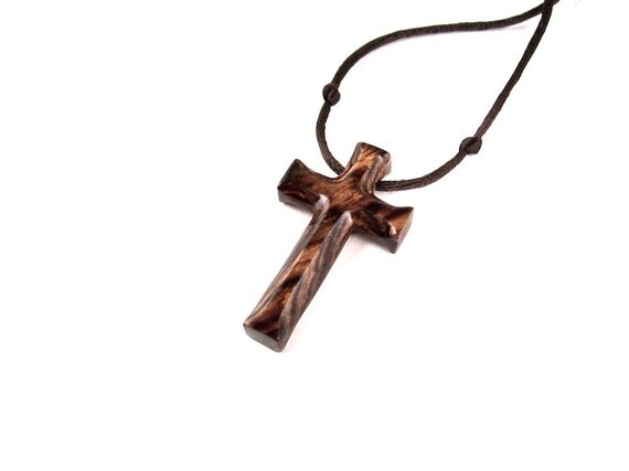 Wood Cross Necklace Wooden Cross Pendant Mens Cross