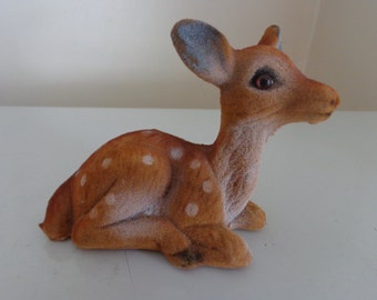 Vintage Brown Flocked Fawn Christmas Deer, 1960's - Brown Flocked Deer - Vintage Christmas Decorations - Vintage Reindeer - Woodland Decor