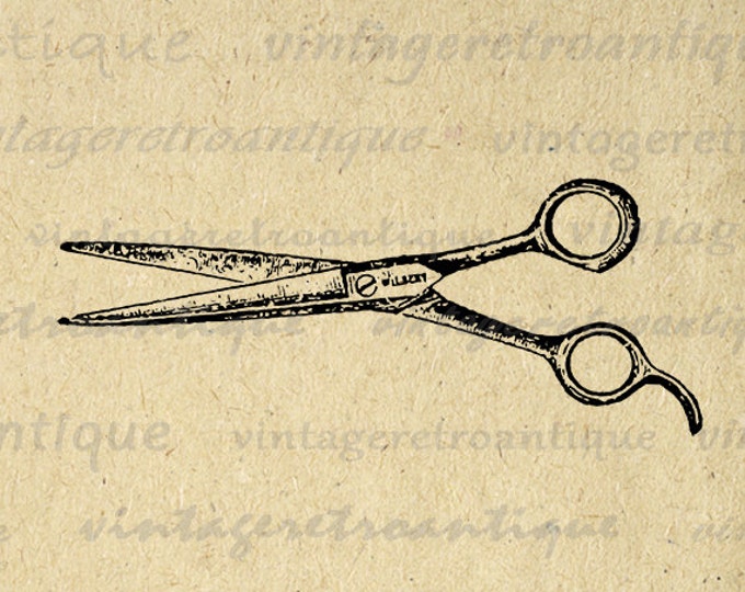 Printable Salon Hair Cutting Shears Barber Scissors Clipart Image Illustration Printable Artwork Antique Clip Art Jpg Png HQ 300dpi No.1450
