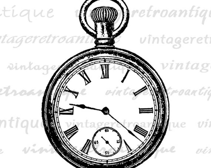 Classic Antique Pocket Watch Digital Image Download Printable Graphic Vintage Clip Art Jpg Png Eps HQ 300dpi No. No.1539