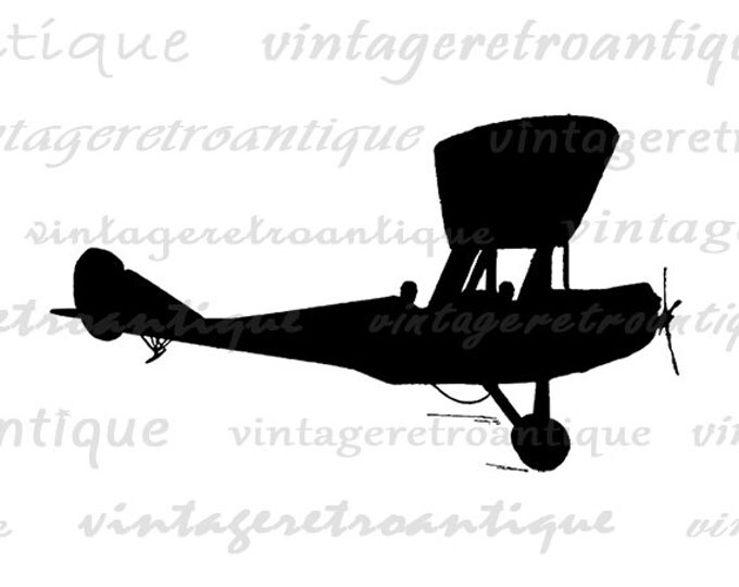 Digital Graphic Antique Plane Silhouette Image Airplane Printable Download Vintage Clip Art Jpg Png Eps HQ 300dpi No.3325