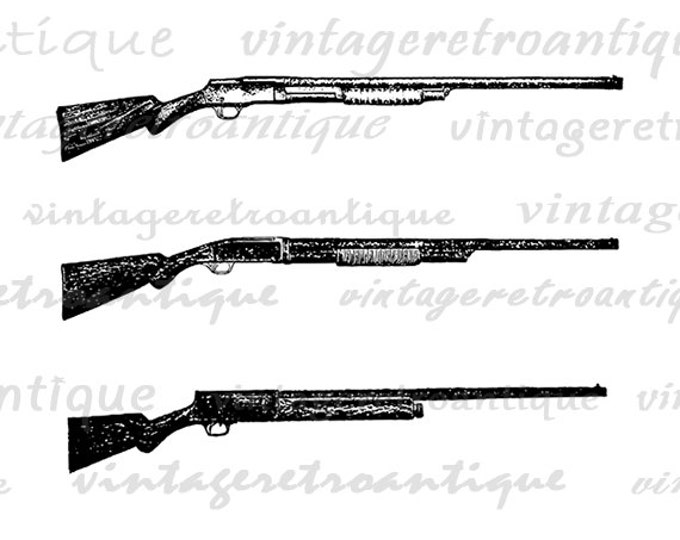 Shotguns Graphic Image Download Gun Collage Sheet Digital Illustrated Printable Vintage Clip Art Jpg Png Eps HQ 300dpi No.1498