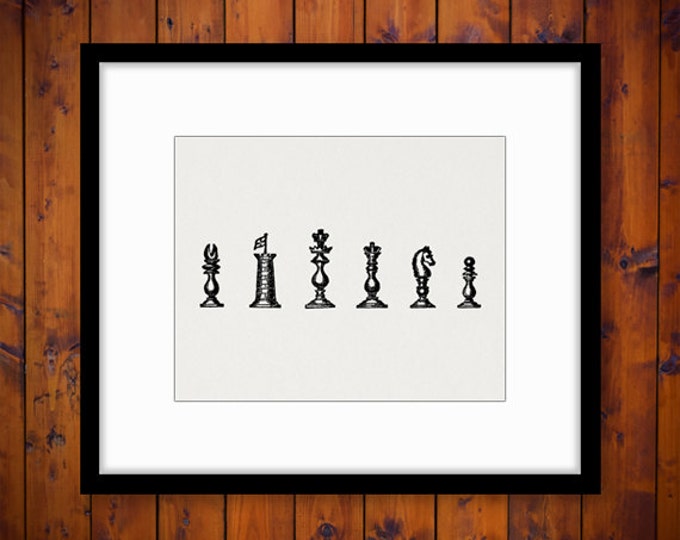 Chess Pieces Graphic Printable Image Digital Download Artwork Vintage Clip Art Jpg Png Eps HQ 300dpi No.4090