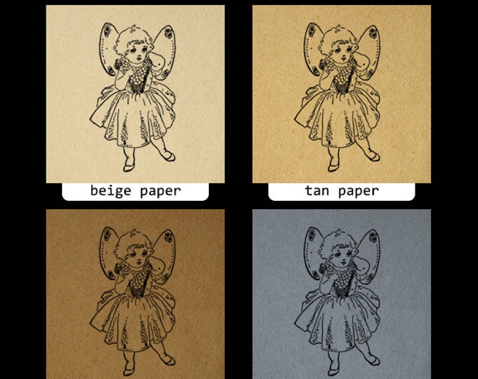 Printable Image Little Fairy Girl Digital Graphic Download Illustration Antique Clip Art Jpg Png Eps HQ 300dpi No.2461