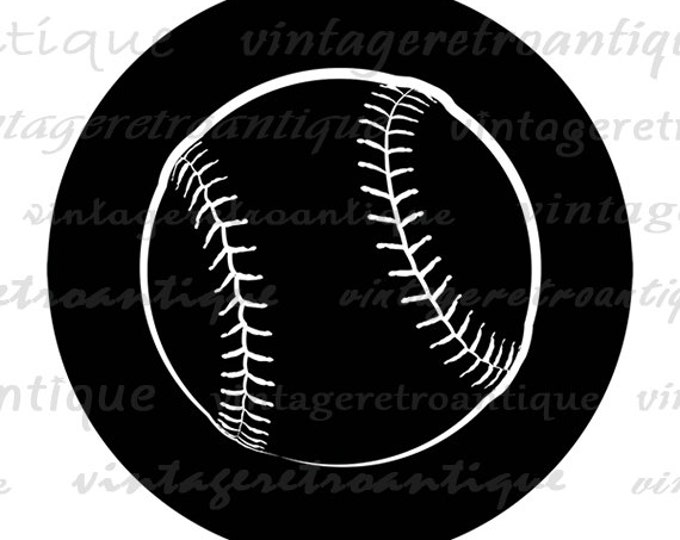 Printable Graphic Baseball Image Sports Ball Download Digital Vintage Clip Art for Transfers Printing etc HQ 300dpi No.2070