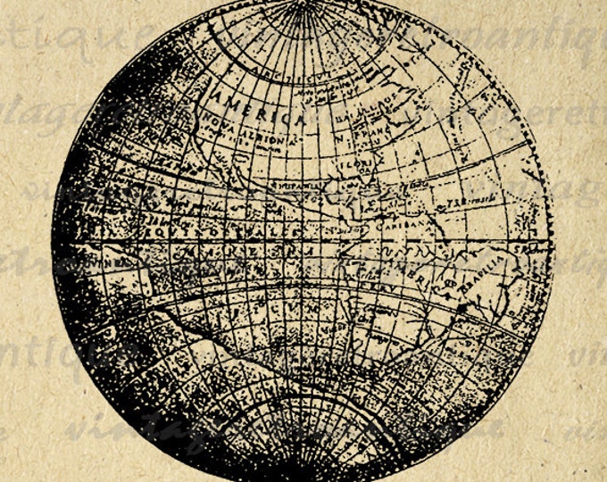 Earth Globe World Planet Image Graphic Download Printable Digital Vintage Clip Art Jpg Png Eps HQ 300dpi No.2727