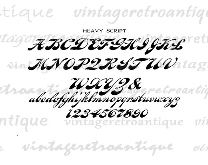 Printable Graphic Antique Alphabets Download Heavy Caligraphy Script Letters Digital Image Vintage Clip Art Jpg Png HQ 300dpi No.418