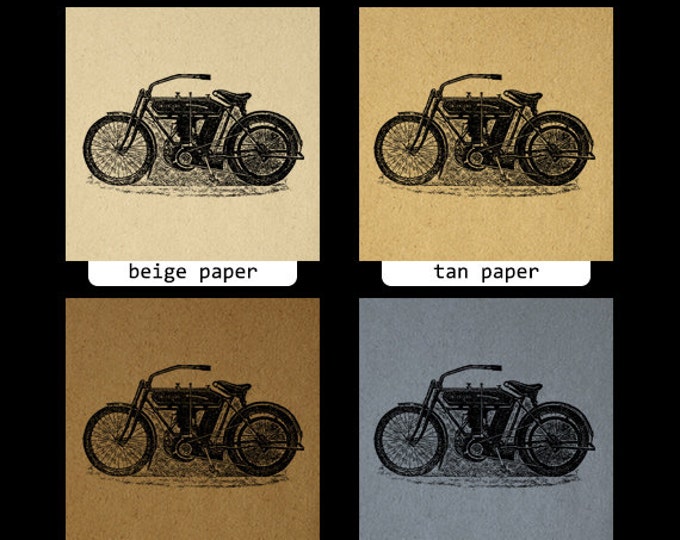 Digital Image Vintage Motorcycle Printable Graphic Download Antique Clip Art Jpg Png Eps 18x18 HQ 300dpi No.3436