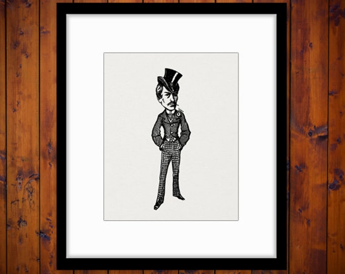 Digital Image Antique Cartoon Gentleman Printable Graphic Download Vintage Clip Art for Transfers Printing etc HQ 300dpi No.1592