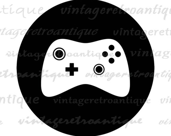 Digital Printable Video Game Icon Image Gamepad Controller Graphic Download Antique Clip Art Jpg Png Eps HQ 300dpi No.4520