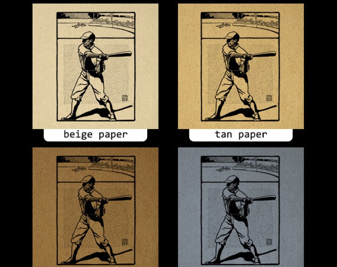 Digital Printable Antique Baseball Graphic Baseball Player Image Download Vintage Clip Art for Transfers Printing etc HQ 300dpi No.4287