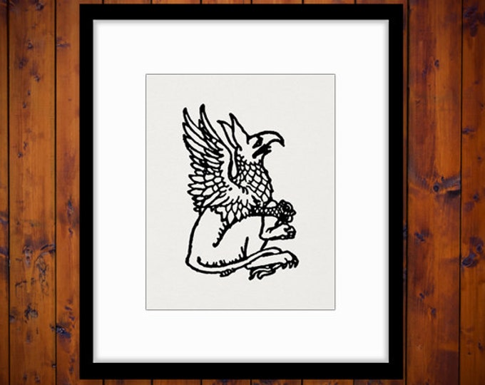 Digital Graphic Alice in Wonderland Griffin Image Download Printable Vintage Clip Art Jpg Png Eps HQ 300dpi No.2522