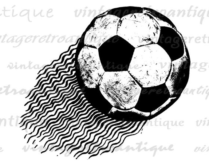 Printable Soccer Ball Image Graphic Flying Soccer Ball Digital Sports Soccer Download Vintage Clip Art for Transfers etc HQ 300dpi No.4644