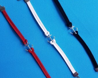 Anchor bracelet - suede - tiny - red white and black available - Disney Cruise Fish Extender Gift - Nautical FE Gift