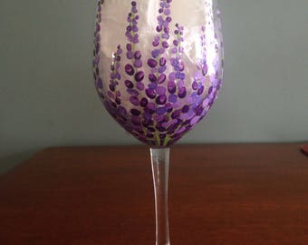 Lavender Painted Wine Glass