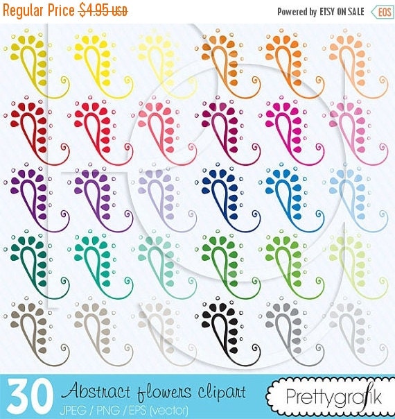80% OFF SALE 30 flower abstract clipart commercial use, vector graphics, digital clip art, digital images - CL470 Il_570xn