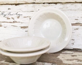 Vintage Creamy White Ironstone Bowls Farmhouse Decor SHENANGO Restaurant Ware Set of 3 Farmhouse Decor