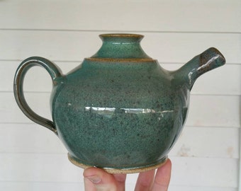Green Teapot -Stoneware Teapot- Medium Sized Teapot -Tea Ceremony- Ceramic Teapot -Handmade Teapot