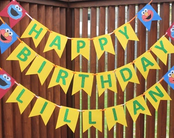 Sesame Street birthday banner with name!