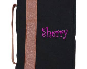 Bible Cover | Mongoram Bible Case | Black Canvas Bible Cover | Custom Bible Cover | Personalized Bible Cover | Church Bible Cover Black