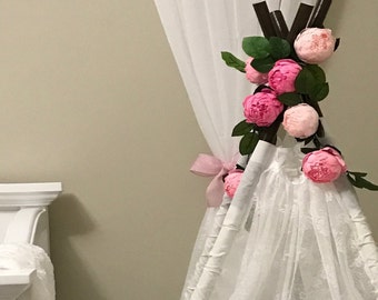 Bridal garland,wedding garland,paper flower garland,peonies paper flower, salmon, raspberry,party garland,paper flower decor