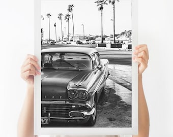 Black and White Photography, Classic Car Print, Cuba Art, Havana Print, Black and White Wall Art, Large Wall Art, Custom Sizes Available