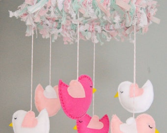 MADE TO ORDER Felt Bird Baby Mobile, Nursery Mobile