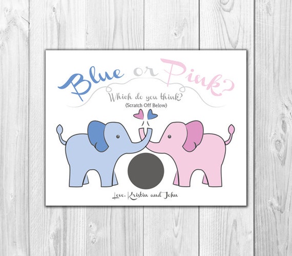 Download Elephant Gender Reveal Scratch Off Cards Blue or Pink 4