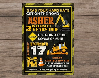 Construction Party Invitation, Construction Birthday Invitation, Under Construction, Digger Birthday Party, Digital Birthday Invitation