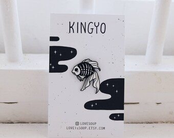 Black Ghost Goldfish Kingyo Hard Enamel Pin