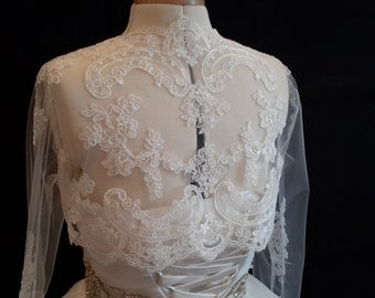 ivory bridal wedding lace Bolero / ivory bridal lace coat / ivory bridal lace shrug ivory wedding lace cover up M size is for sale