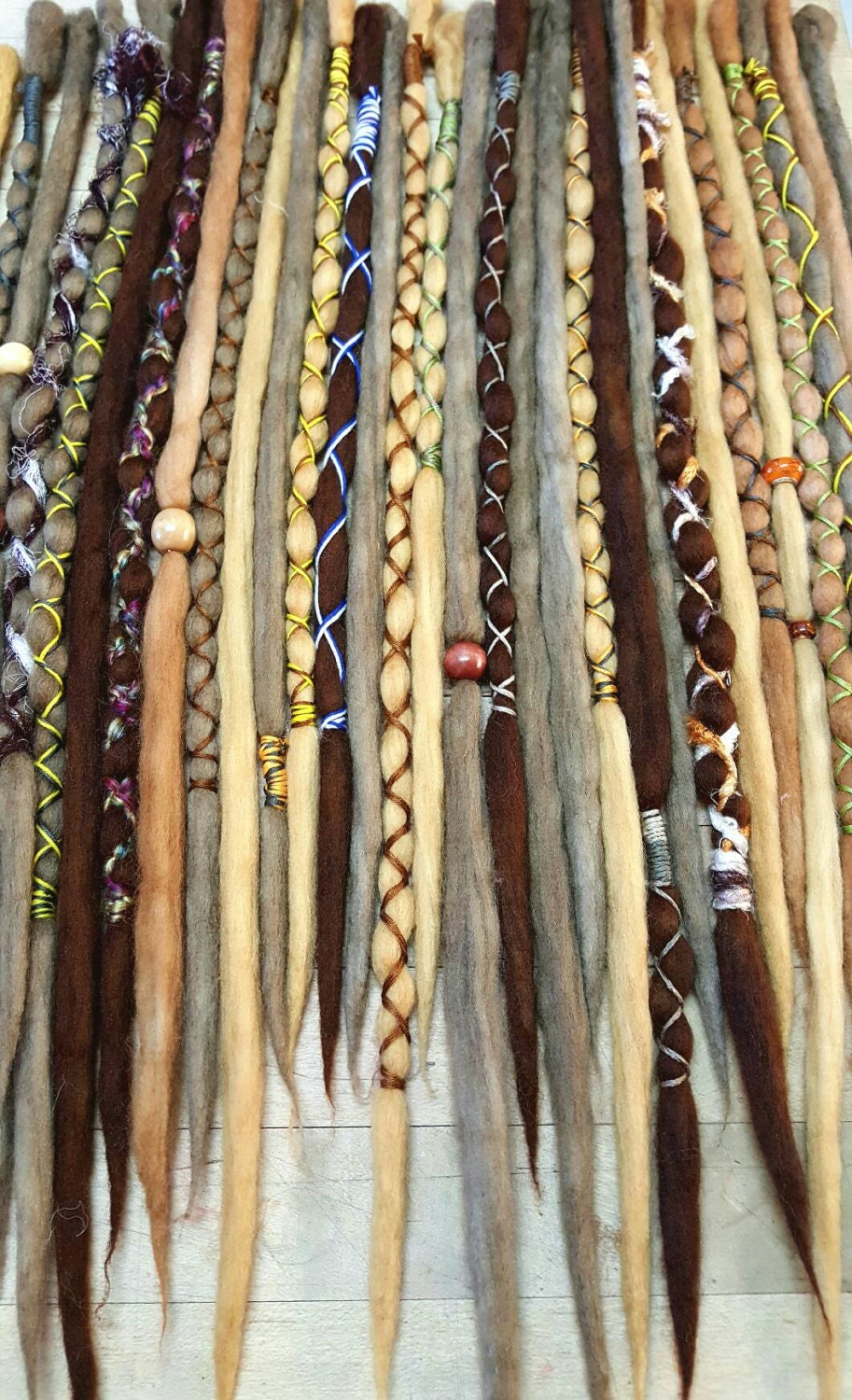 Wool Dreadlocks Set of 30 Dreads Brown Ombre Dreads Wrapped