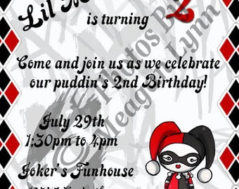Harley Quinn Birthday Invitation *Digital*