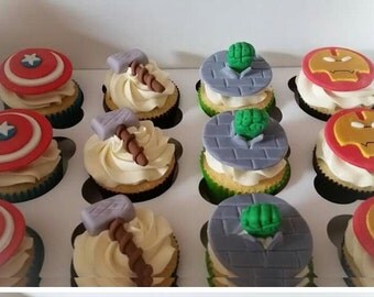 12 edible avengers cupcake toppers