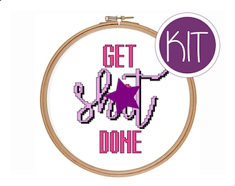 Easy Cross Stitch KIT, Easy Beginners Cross Stitch KIT by Peppermint Purple