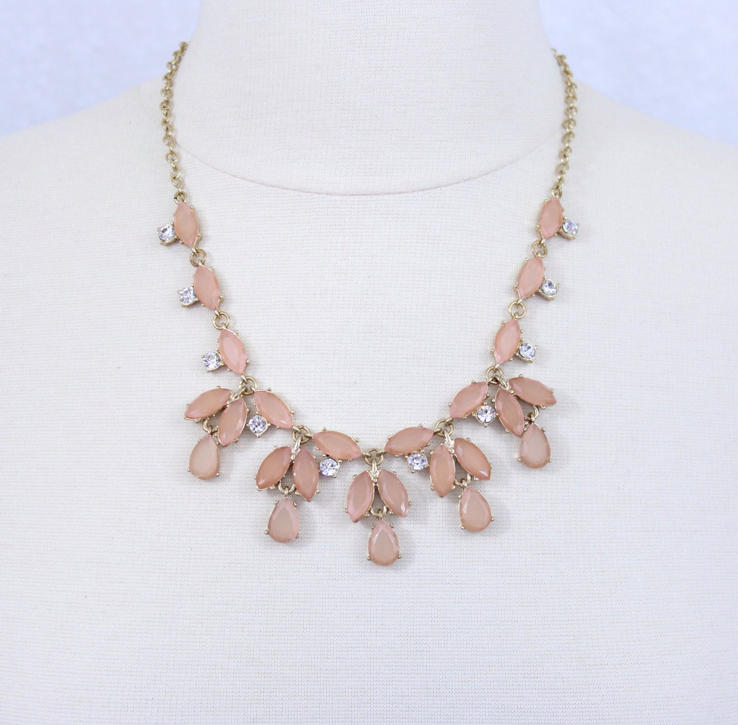 Dusty Pink Necklace Powder Pink Floral Statement Necklace