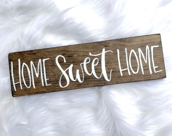 Home Sweet Home // Custom Wood Sign // 12x4 // Hand Lettered //